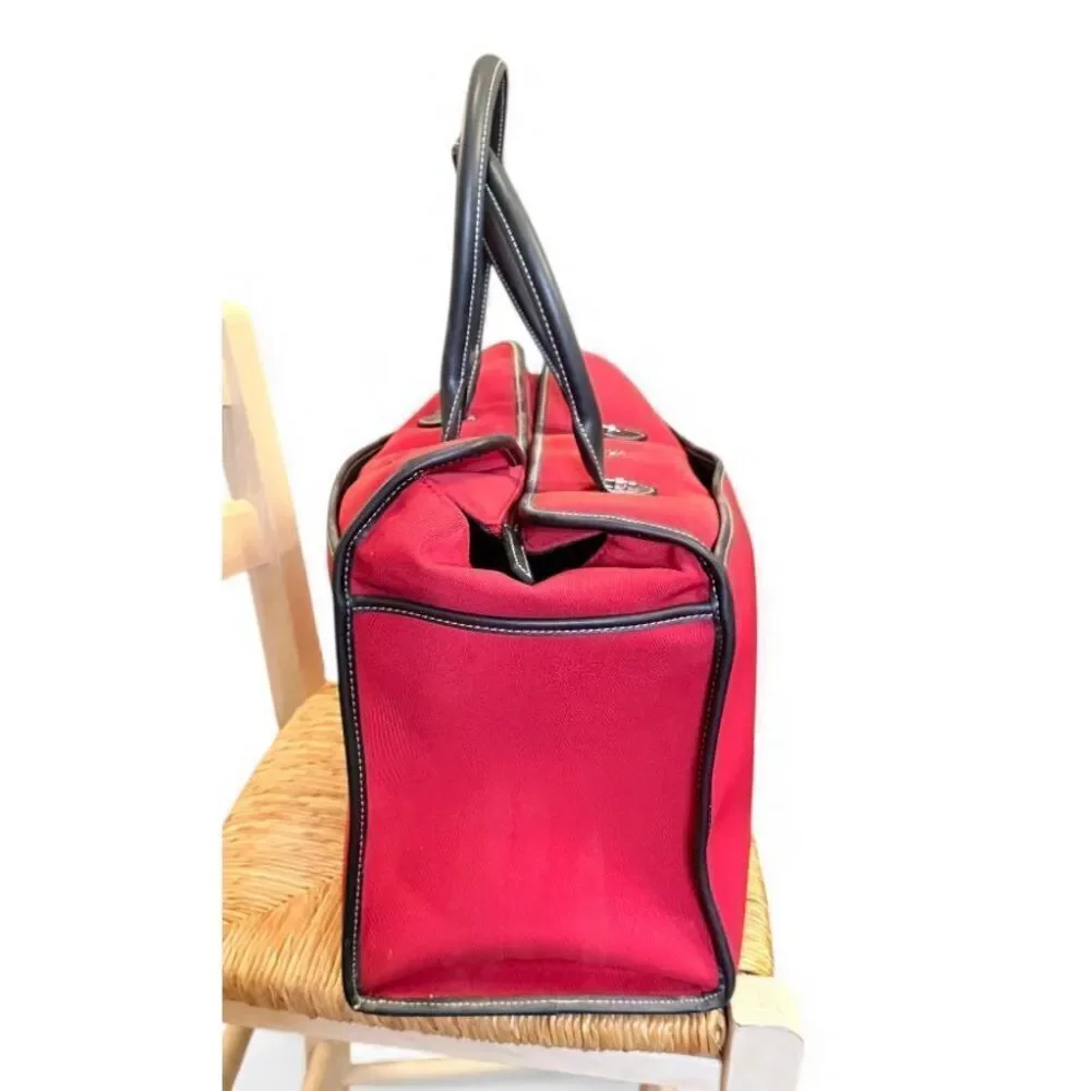 Etienne Aigner Medium Duffel Bag Red Zip Top Weekender